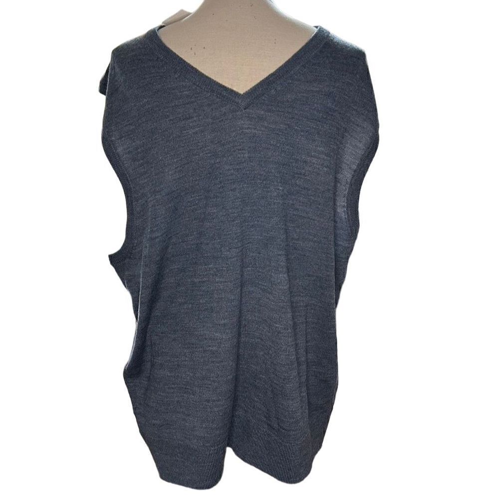 J.CREW Men's XL navy blue V-Neck Sweater Vest Merino Wool Blend